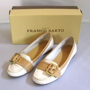 Franco Sarto White Leather Loafers